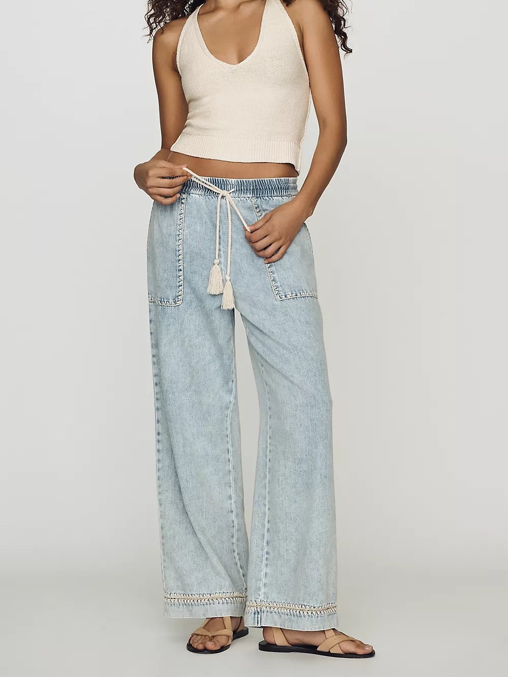 RAILS Campo Pant Bleached Indigo Blanket Stitch Wide Leg  Size: XS